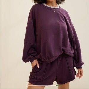 Aerie Sweatshirt and Short Set Cool Berry
